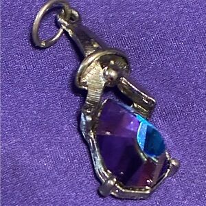 Purple and Blue Crystal Sterling Silver Pendant